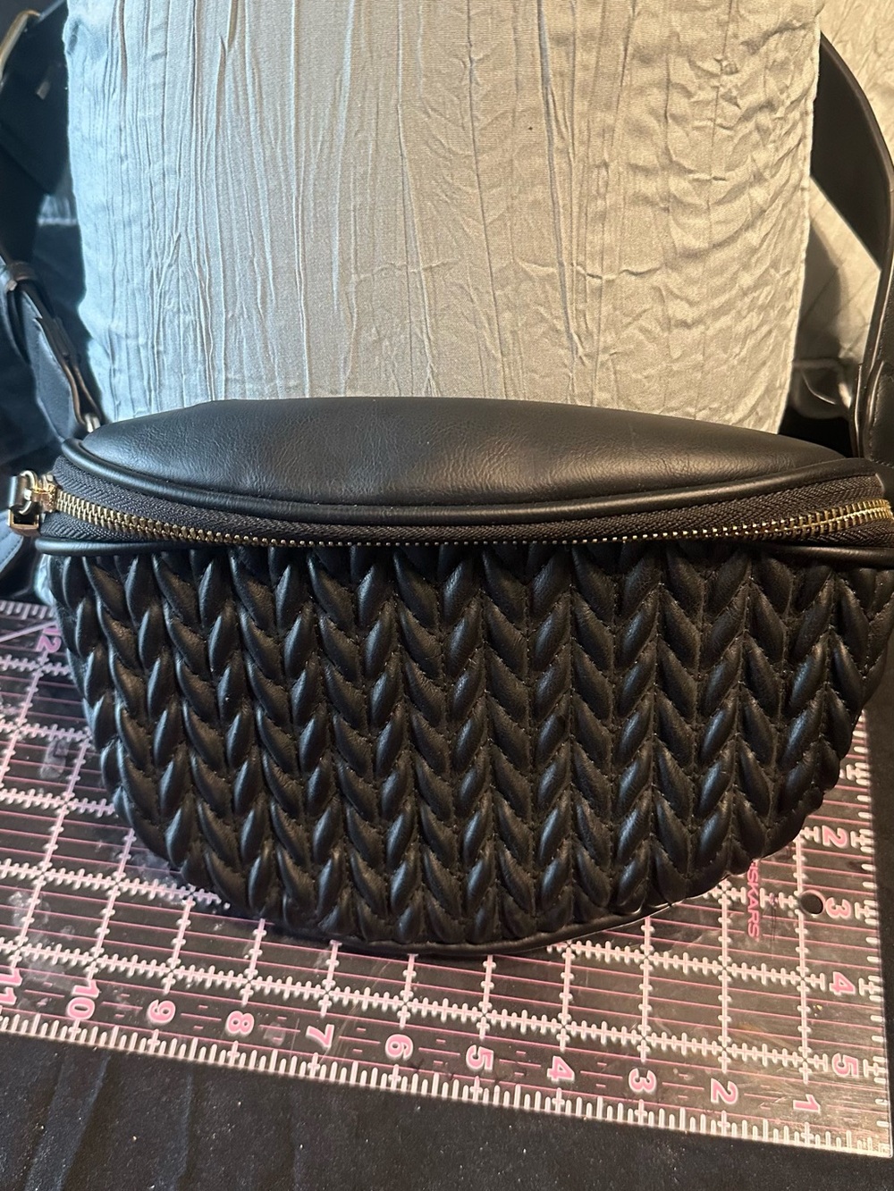 Quilted Leather Crossbody Belt Bag - Black